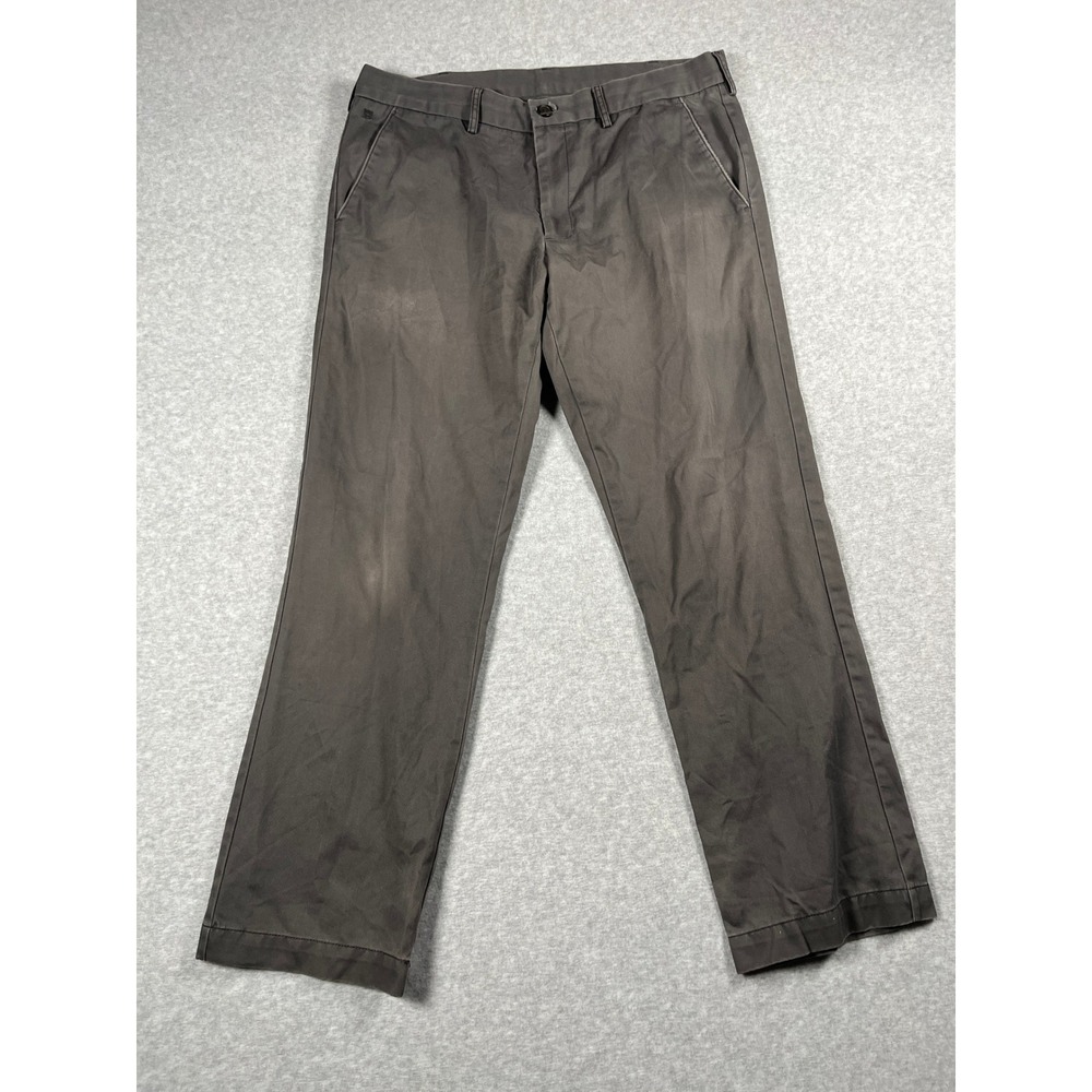 Haggar Pants Mens 36x32 Gray Chino Flat Front Straight Leg Casual Workwear